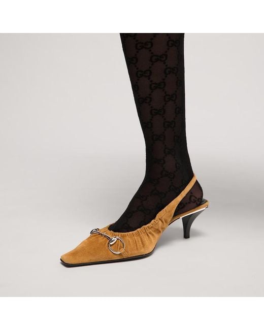 Gucci Metallic Vittoria Slingback With Elastic, Suede