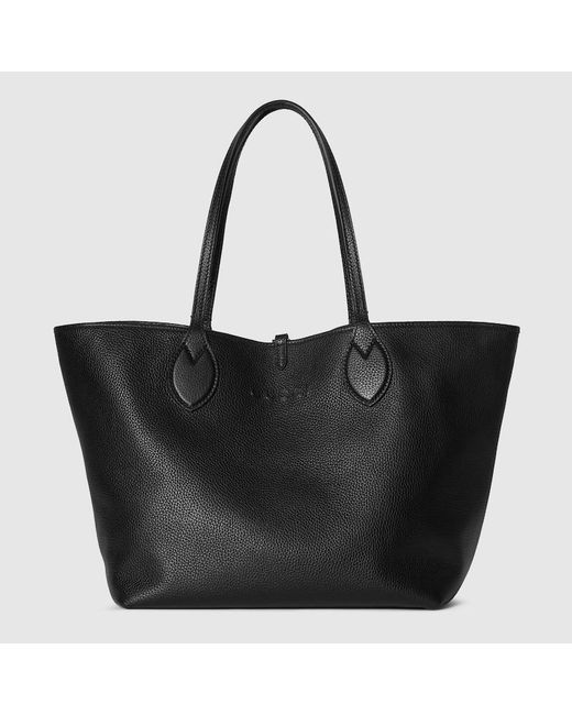 Gucci 〔グッチ トーティッシマ〕ミディアム リバーシブル トートバッグ, ブラック, レザー Black