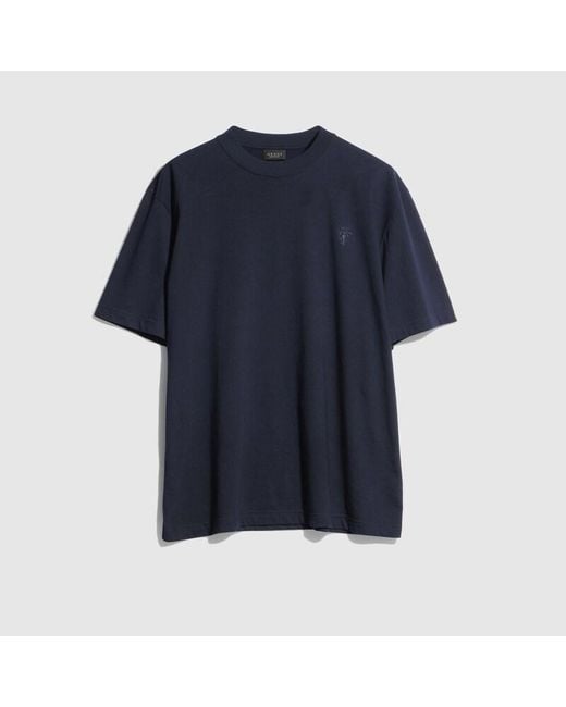 Gucci Blue Cotton Silk Jersey T-Shirt With Embroidery for men