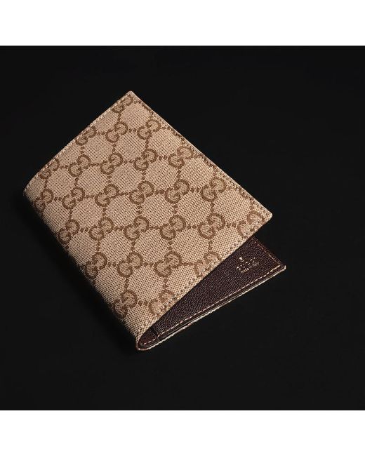 Gucci Brown Essence Classic Passport Case, Original Gg Fabric