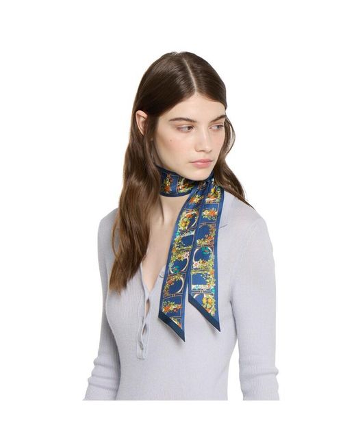 Gucci Blue Printed Silk Twill Ribbon