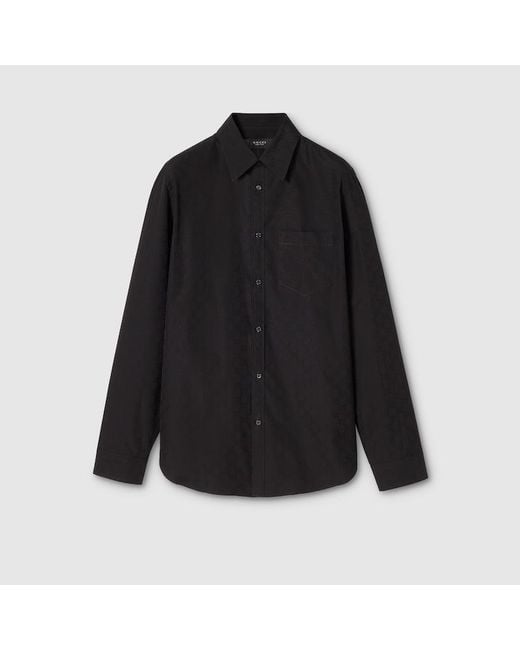 Gucci Black Gg Cotton Poplin Shirt, Size 14 for men