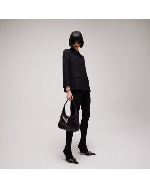 Gucci Black Linen Blend Caban, Size 38 It, Ready-To-Wear