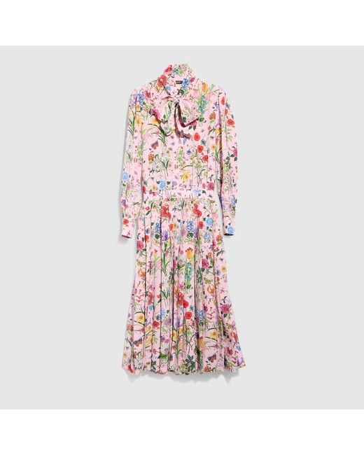 Gucci Pink Printed Silk Chemisier Dress, Size 50 It, Ready-To-Wear