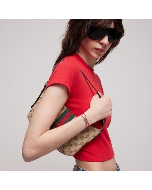 Gucci Red Interlocking Cord Bracelet