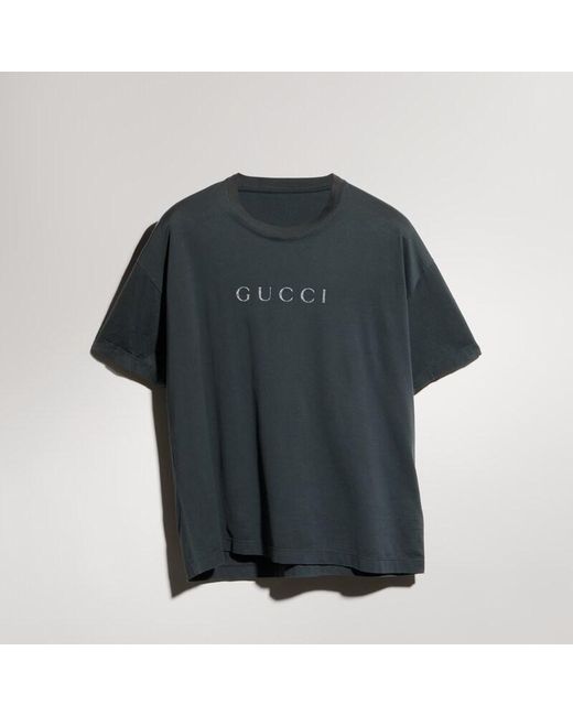 Gucci Black Cotton T-Shirt With Print for men