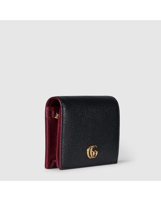 Portafoglio Gg Marmont Bicolore Misura Piccola di Gucci in Black