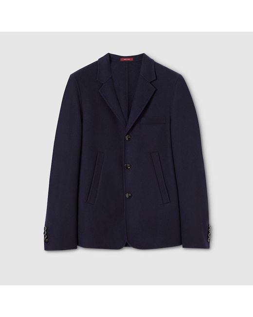 Gucci Blue Single-Breast Double Wool Cashmere Jacket for men