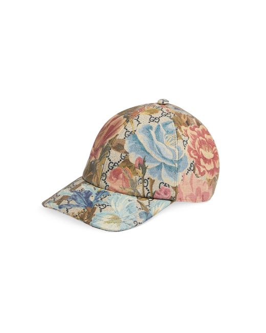 Gucci Blue GG Supreme Flora Print Baseball Hat