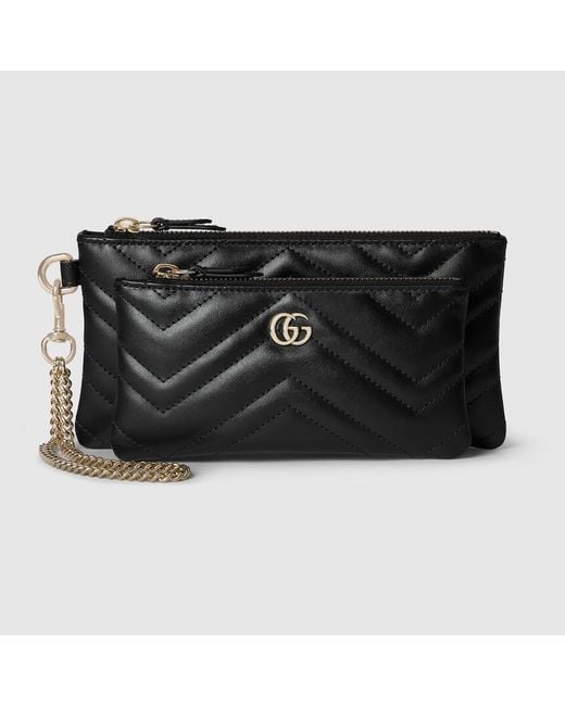 Gucci Black Gg Marmont Small Pouch With Chain