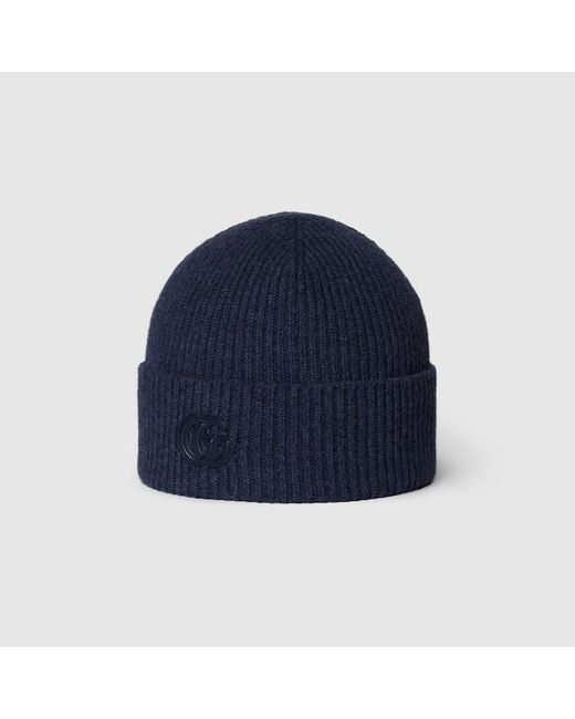 Gucci Mütze Aus Kaschmir Mit Patch, Größe in Blue für Herren