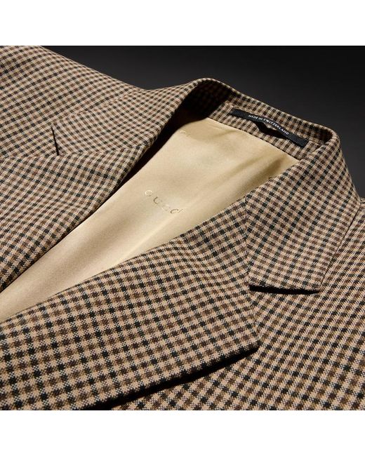 Gucci Brown Gingham Wool Single-Breasted Jacket for men