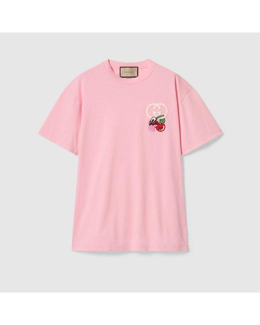 Gucci Pink Cotton Jersey T-shirt With Patch