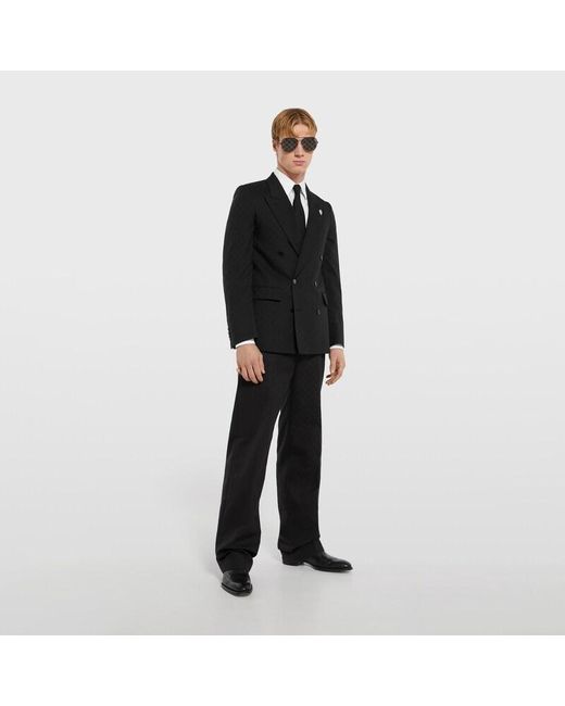 Gucci Black Gg Cotton Canvas Pants for men