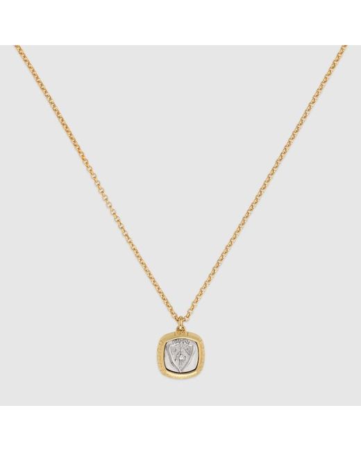 Gucci Metallic Crest Pendant Necklace
