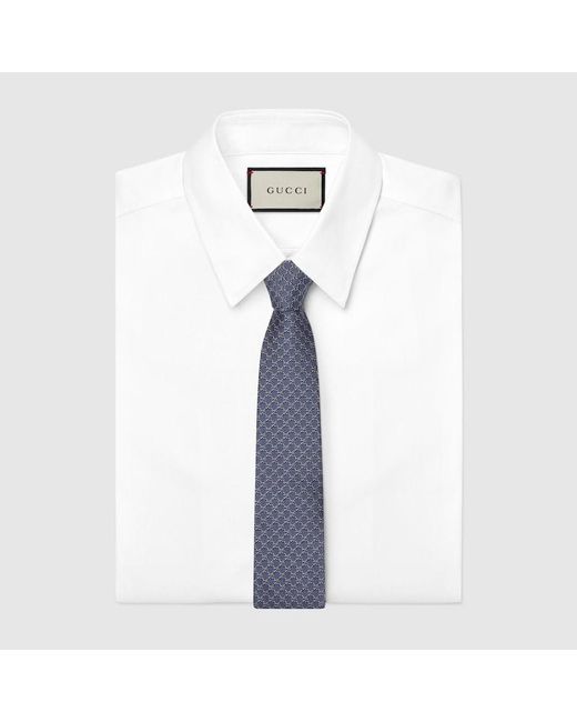 Gucci Blue Gg Silk Jacquard Tie for men