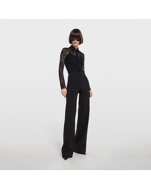 Gucci Black Gg Flower Stretch Lace Shirt