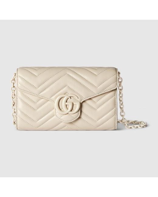 Gucci Natural Gg Marmont Wallet On Chain