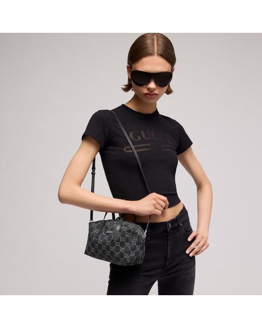 Gucci Black Small Boston Bag With Plaque