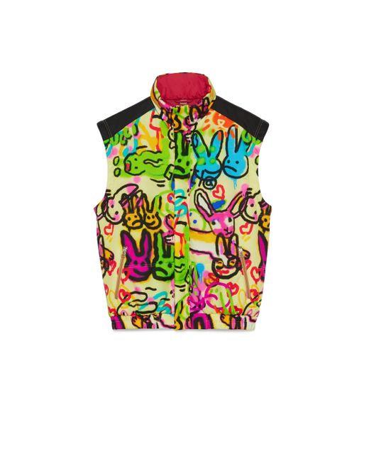 Gucci Green Bunny Print Padded Nylon Vest for men