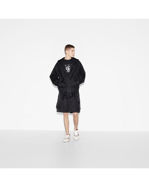 メンズ Gucci ライトウェイト Ggナイロン ジャカード ジャケット, ブラック, ウェア Black