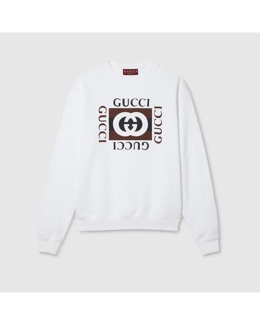 Gucci White Cotton Jersey Sweatshirt for men