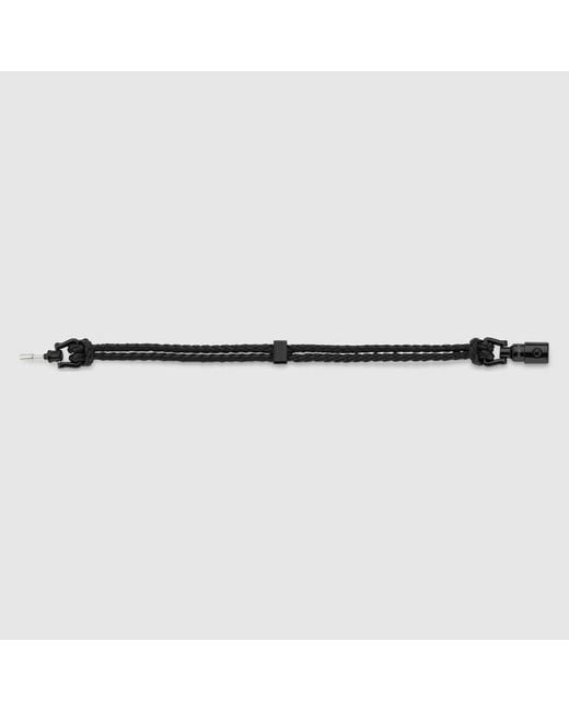 Gucci Black Braided Bracelet With Piston Detail