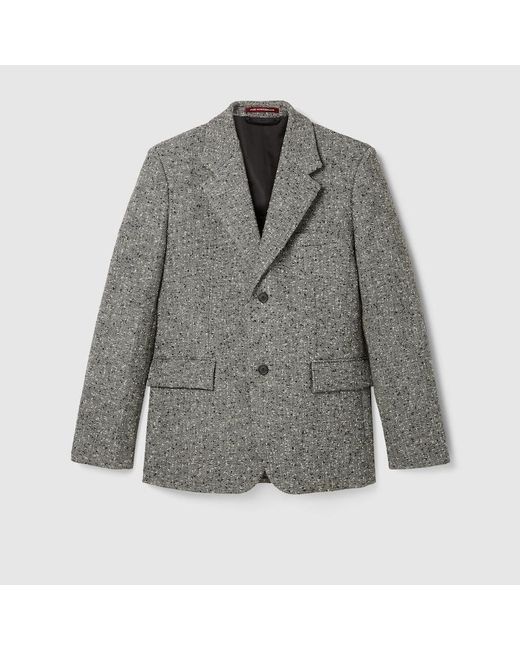 Gucci Gray Herringbone Wool Mouliné Jacket, Ready-To-Wear for men