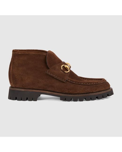 Gucci Brown Horsebit Ankle Boot