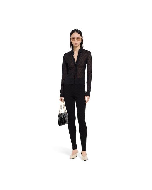 Gucci Black Elastic Gg Jacquard Leggings, Ready-To-Wear