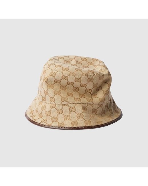 Gucci Natural Gg Cotton Canvas Bucket Hat