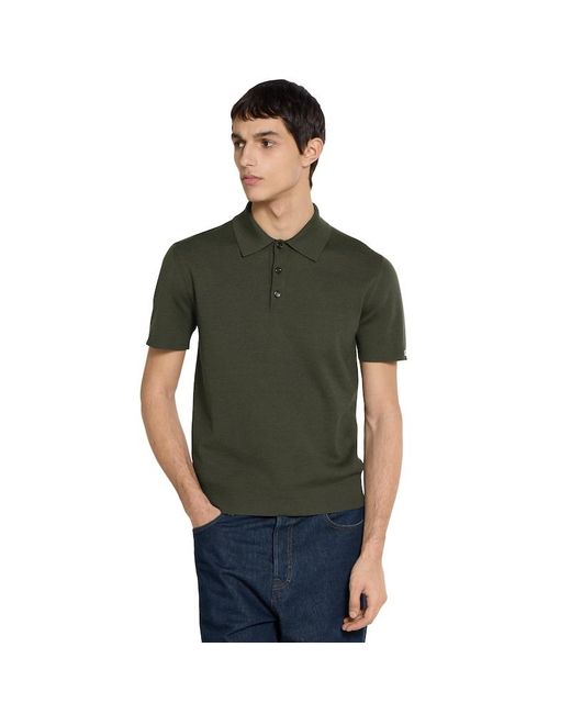 Gucci Green Silk Cotton Knit Polo Shirt for men