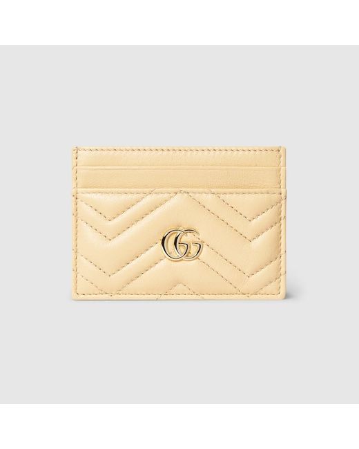 Gucci Natural Gg Marmont Card Case, Leather