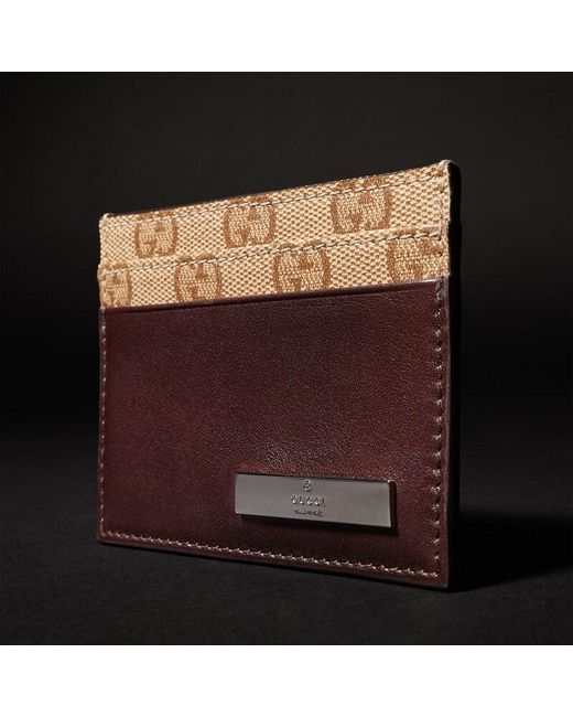 Gucci Brown Card Case With Metal Tag for men