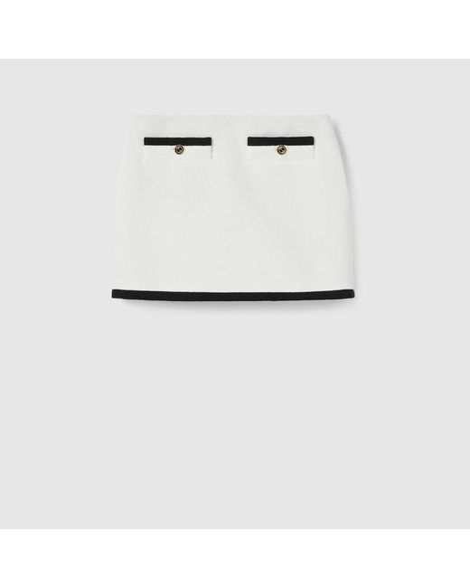Falda de Tweed de Algodón Gucci de color White