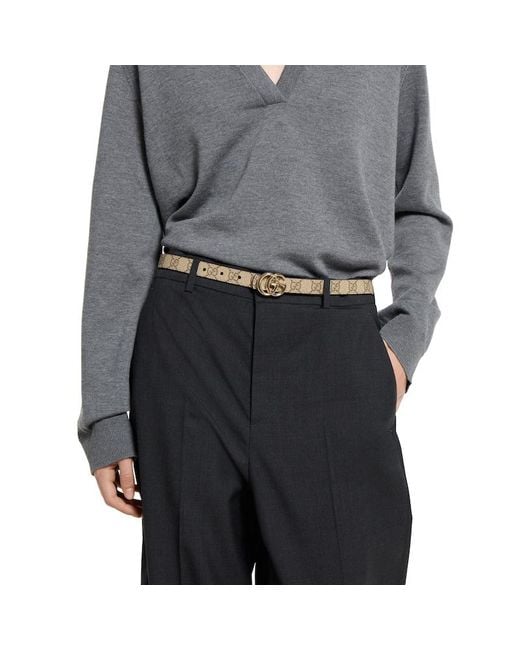 Cintura Sottile Reversibile Gg Marmont, Taglia 100 di Gucci in Black