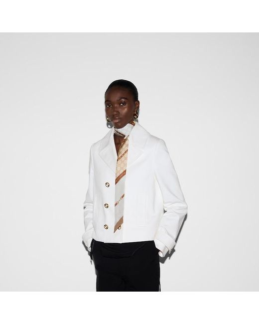Gucci White Printed Silk Ribbon