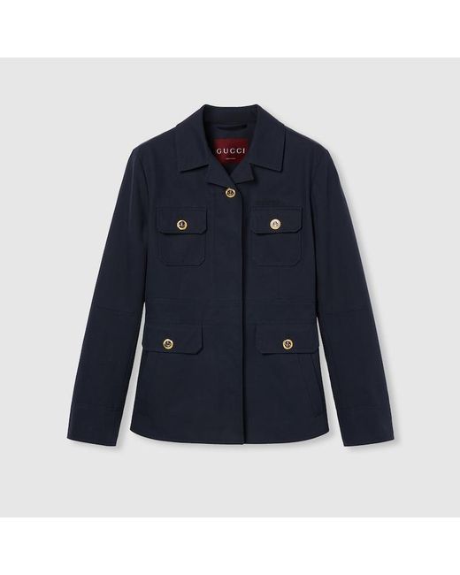 Gucci エンブロイダリー コットンキャンバス ジャケット, ブルー, ウェア Blue