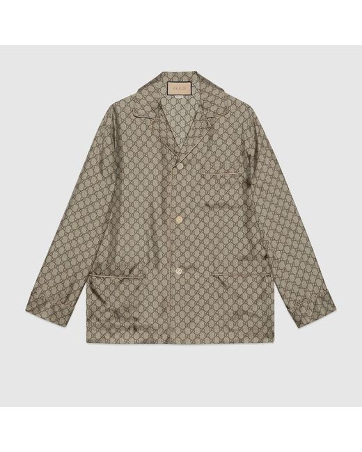 Gucci Gray GG Supreme Print Silk Jacket for men