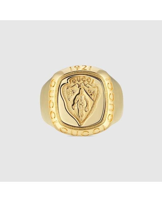 Gucci Metallic Crest Signet Ring