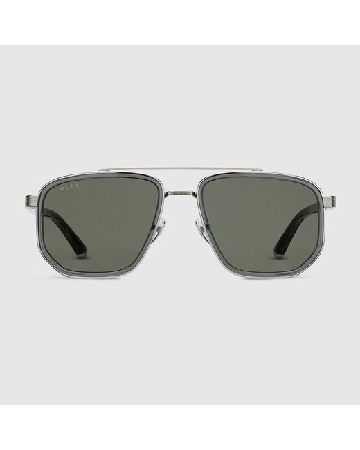 Gucci Brown Navigator Frame Sunglasses for men