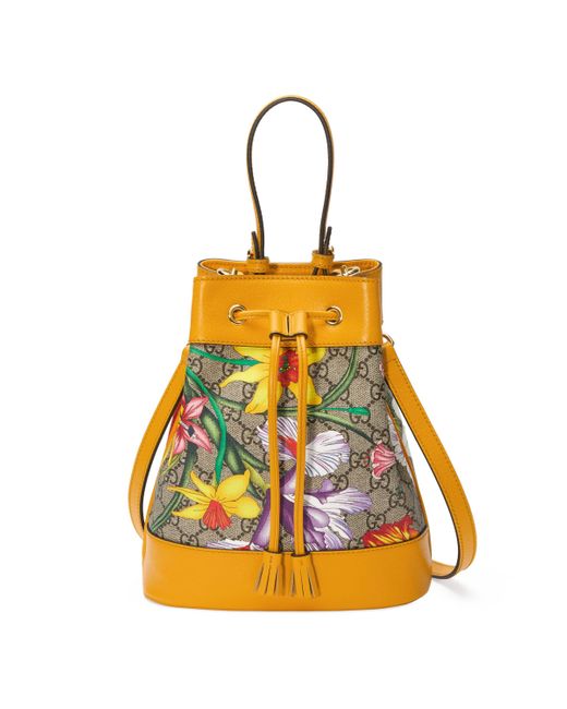 Gucci Natural Ophidia GG Flora Small Bucket Bag