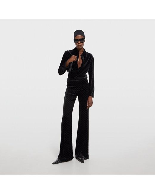 Gucci Black Gg Stretch Devoré Velvet Shirt
