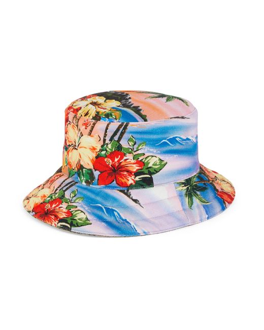 Gucci Blue gg Canvas And Island Print Reversible Bucket Hat for men