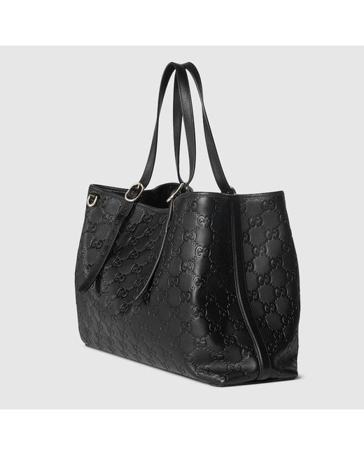 Gucci Black Gg Emblem Large Tote Bag