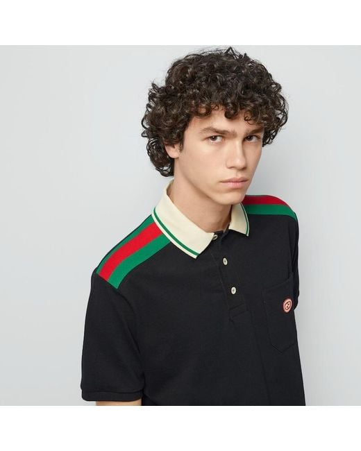 Gucci Poloshirt Aus Baumwolle Mit GG in Black für Herren