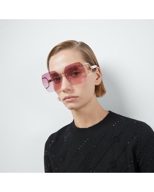 Gucci Purple Sonnenbrille Mit Geometrischem Rahmen