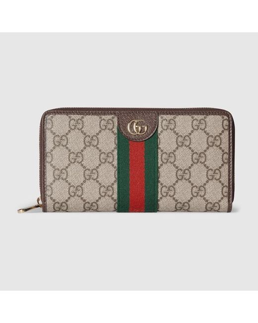 Gucci Metallic Ophidia Zip Around Wallet, Gg Canvas