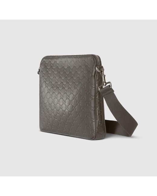 Gucci Gray Gg Emblem Medium Crossbody Bag for men