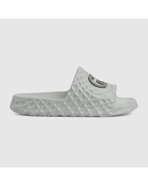 Sandalo Slider Con Incrocio GG di Gucci in Gray da Uomo